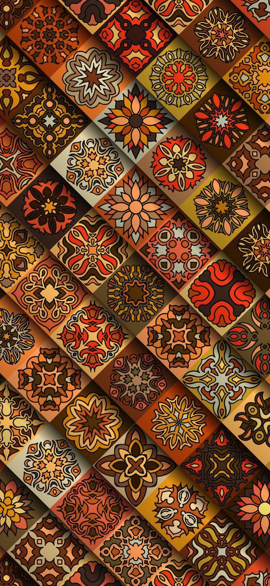 texture, ornament, mosaic, tile, brown, red, orange