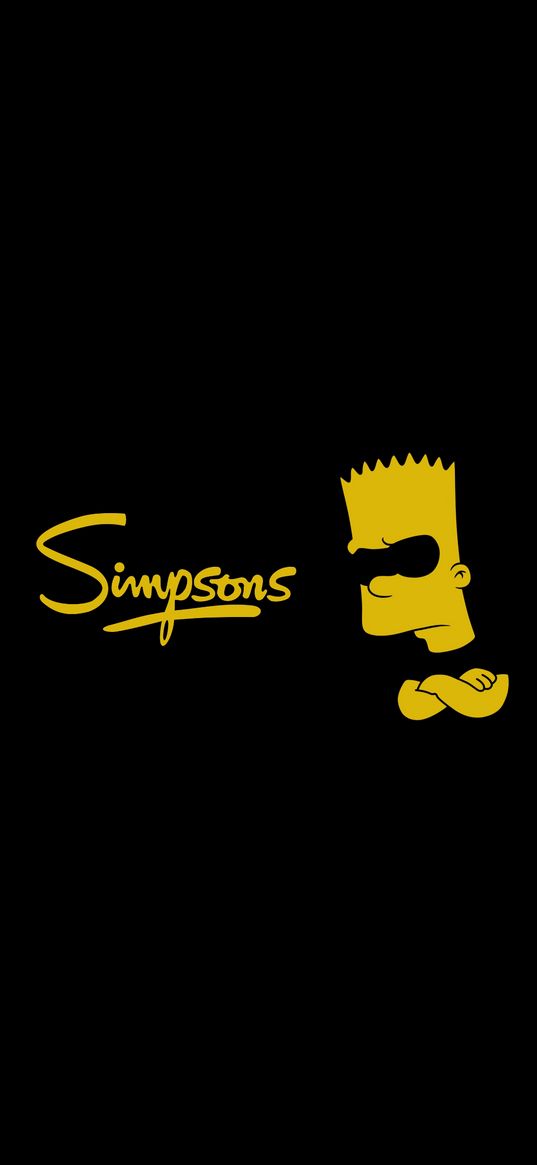 poster, simpsons, bart, inscription, silhouette, yellow, black background