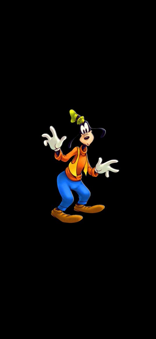 goofy, disney, cartoon, character, dog, black background