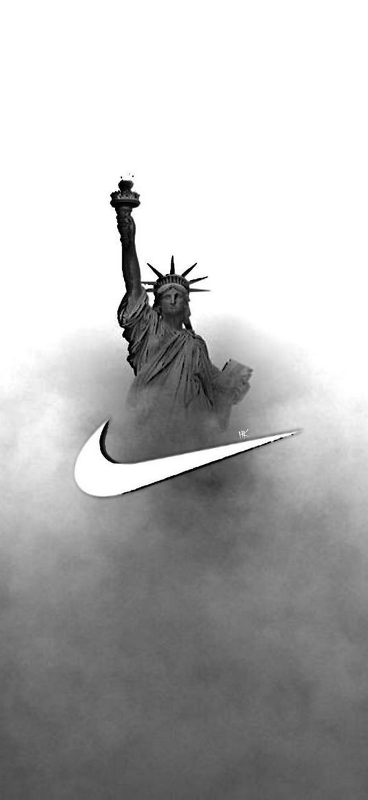 nike, statue of liberty, statue, usa, smoke