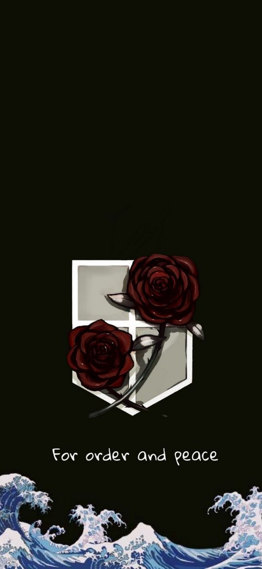 attack on titan, sea, roses, garrison, anime, garrison symbol