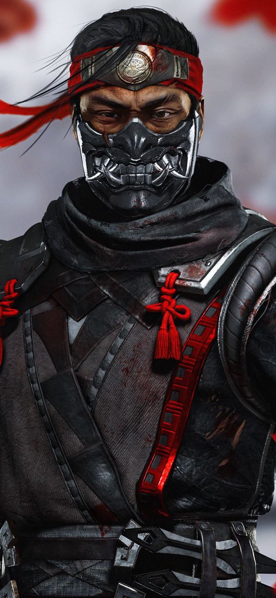 jin sakai, ghost of tsushima, games, samurai, japan, armor, mask