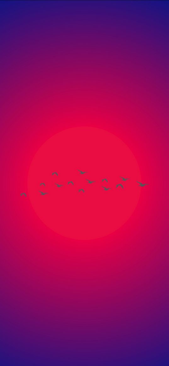 birds, neon, gradient, acid colors, bright, pink, purple, red, contrast