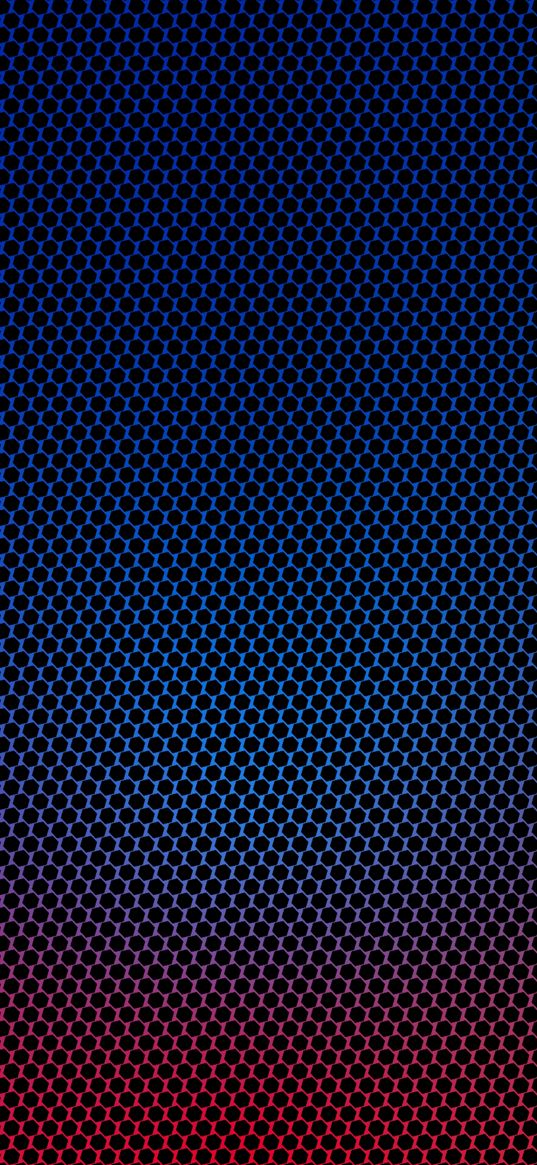 texture, mesh, honeycomb, gradient, blue, orange, black background