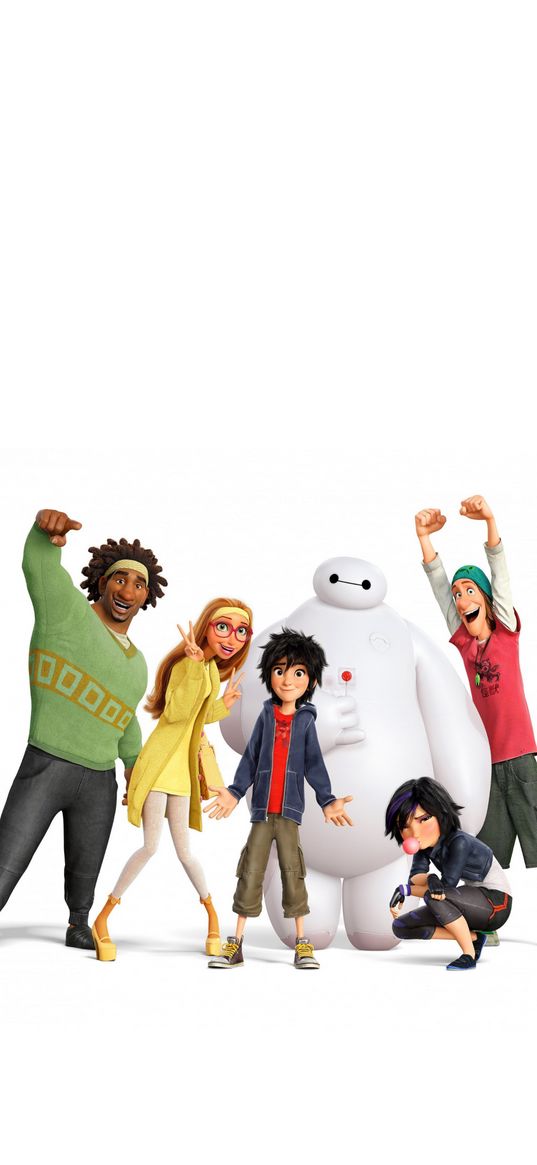 big hero 6, baymax, hero, robot, characters, white background, poster