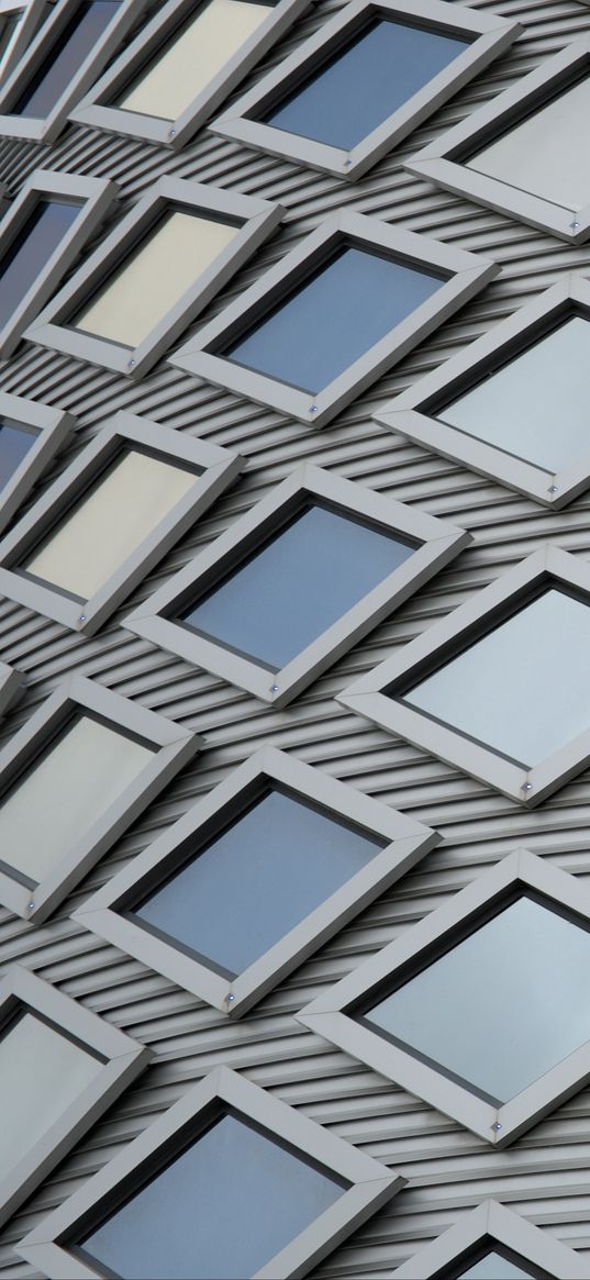 building, architecture, windows, diamonds, gray