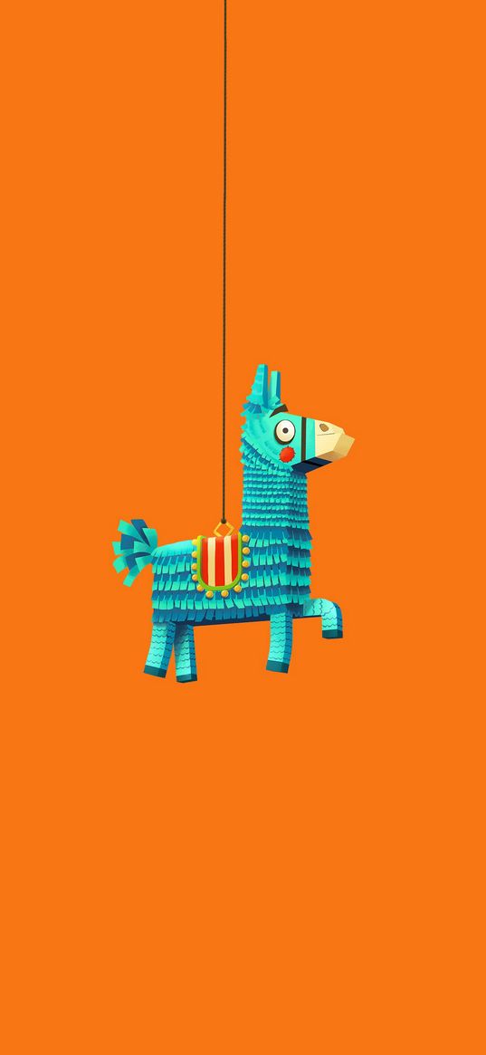 poster, fortnite, pinatas, video game, orange background