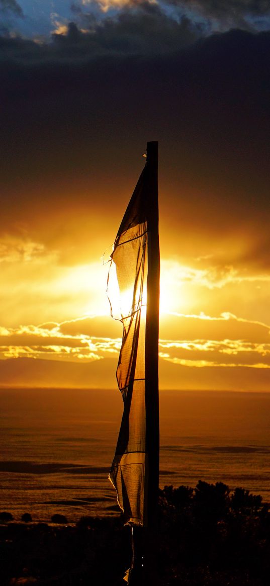 flagpole, hose, sky, sunset, dark