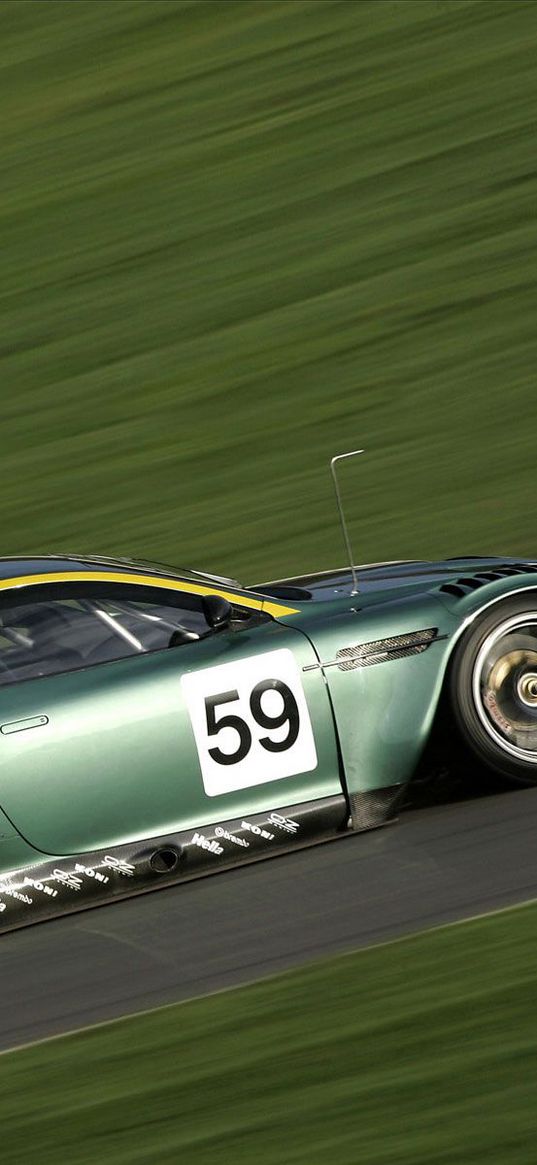 aston martin, dbr9, 2005, green, side view, style, sports, cars, speed, grass