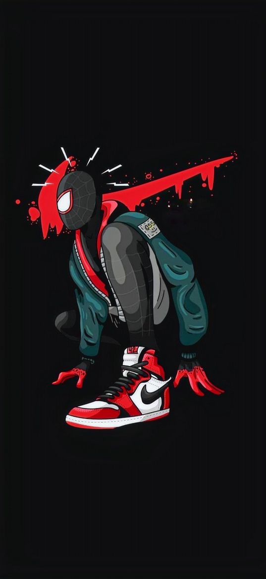 spiderman, spider-man, superhero, art, blac, nike
