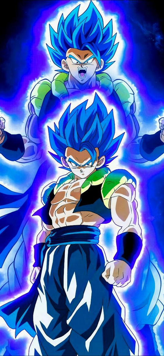 dragon ball z, goku, anime, art, blue