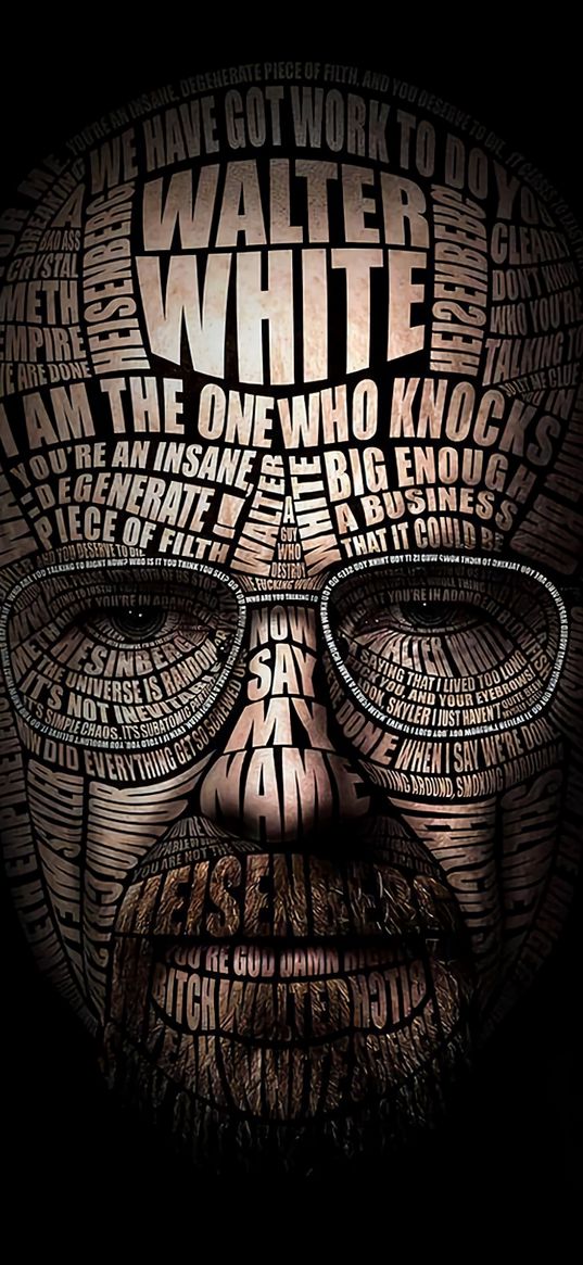 breaking bad, walter white, antihero, face, lettering, dark