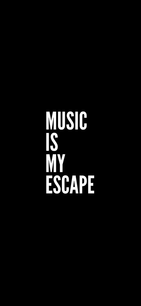 inscription, music is my salvation, black background
