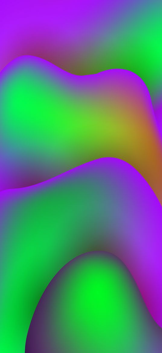 abstraction, wave, layer, neon, green, purple, gradient