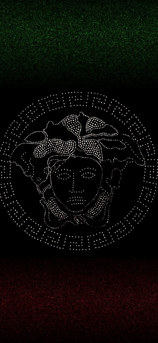 versace, logo, brand, black background