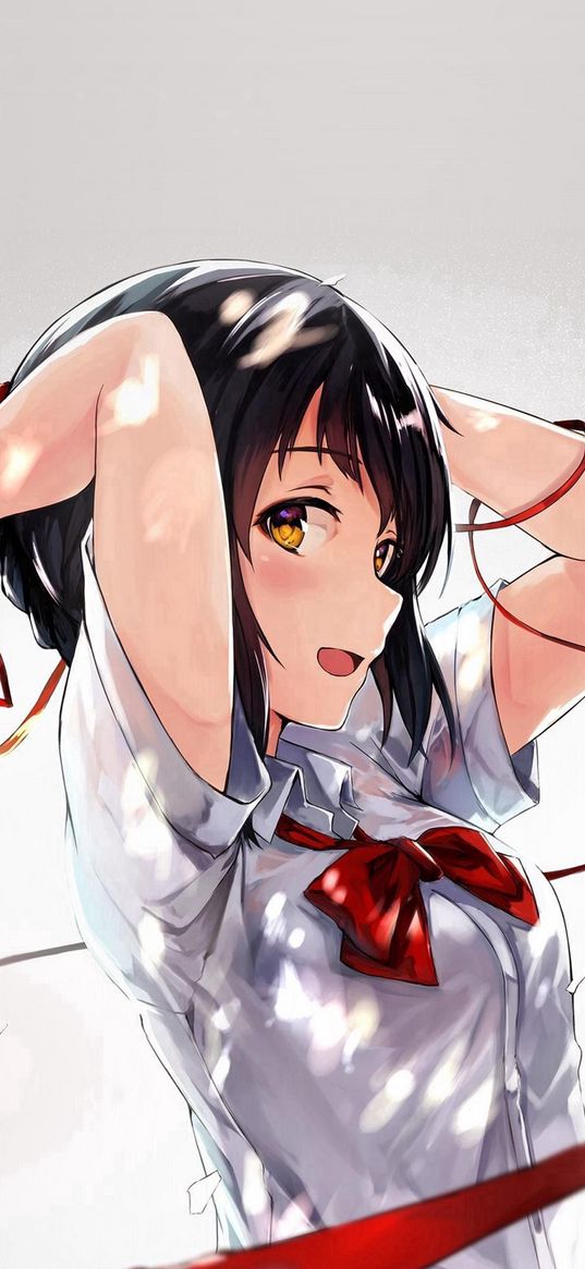 mitsuha miyamizu, your name, anime, art, girl