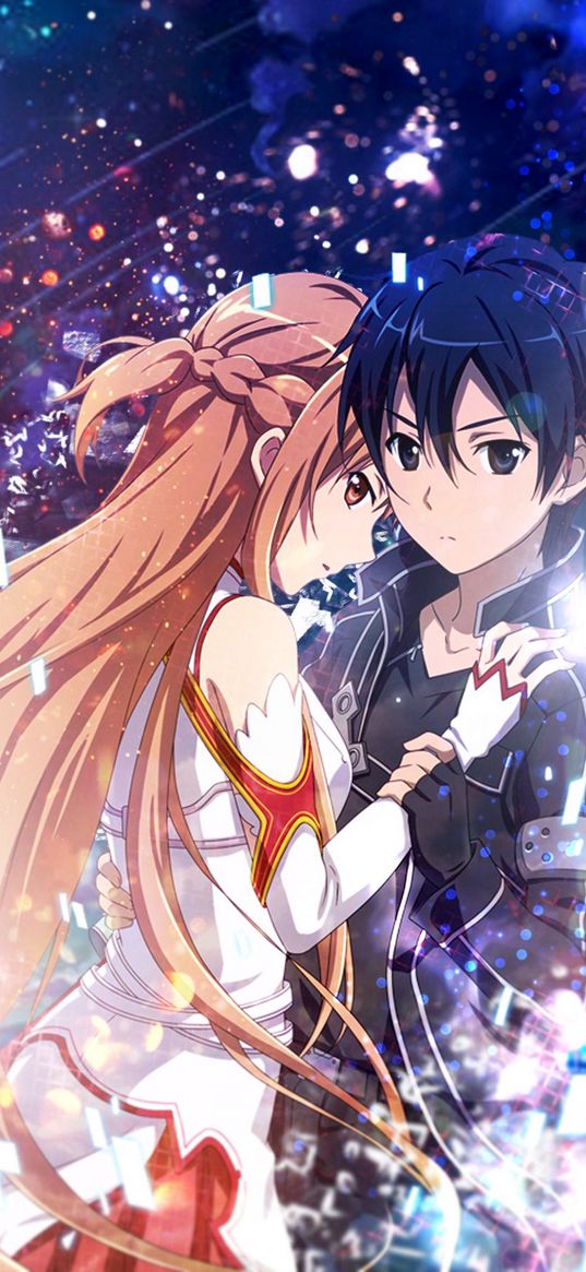 sword art online, asuna, kirito, characters, manga, anime