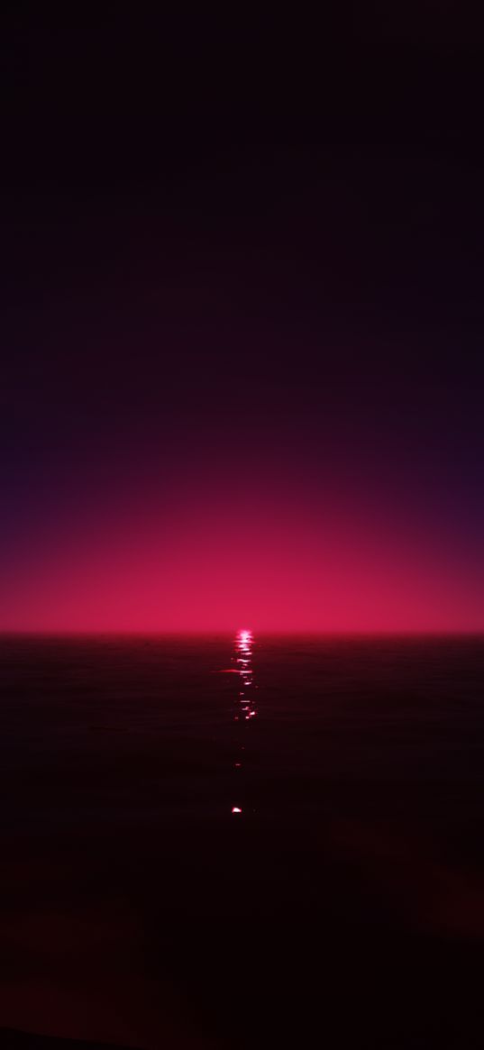 landscape, sunset, sea, sky, art, minimalism, crimson