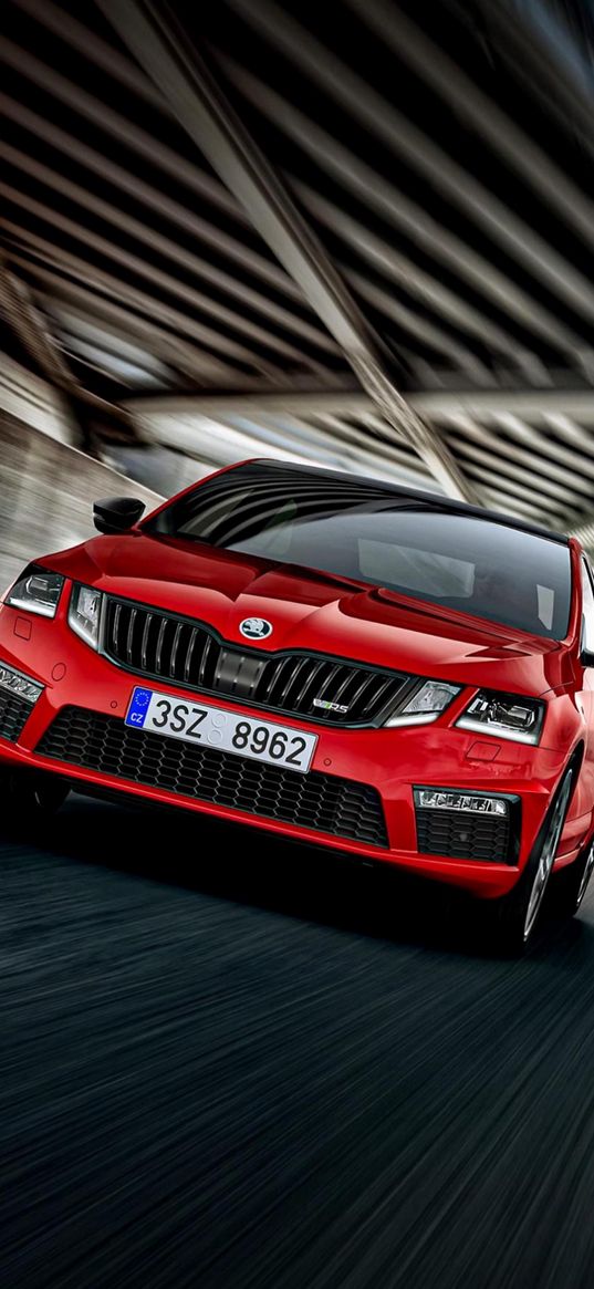 skoda octavia, skoda, car, red