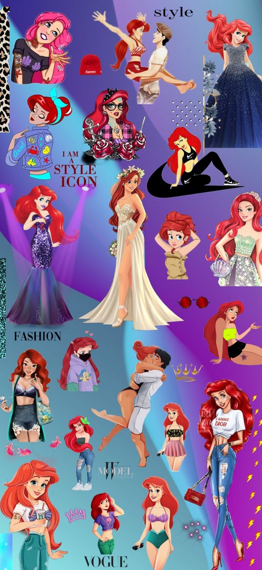 ariel, the little mermaid, mermaid, princess, disney, style