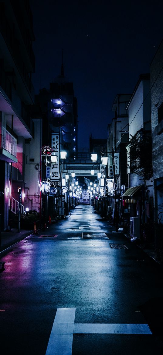 tokyo, city, street, lights, night