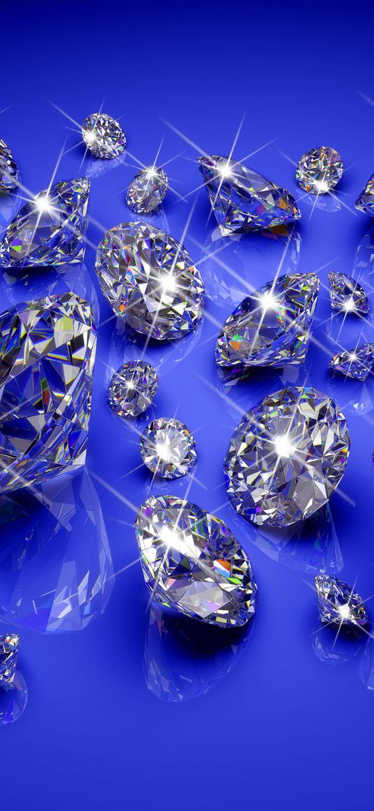 diamonds, jewelry, blue background