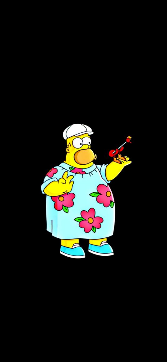 simpson, homer, dress, toy, minimalism, black background