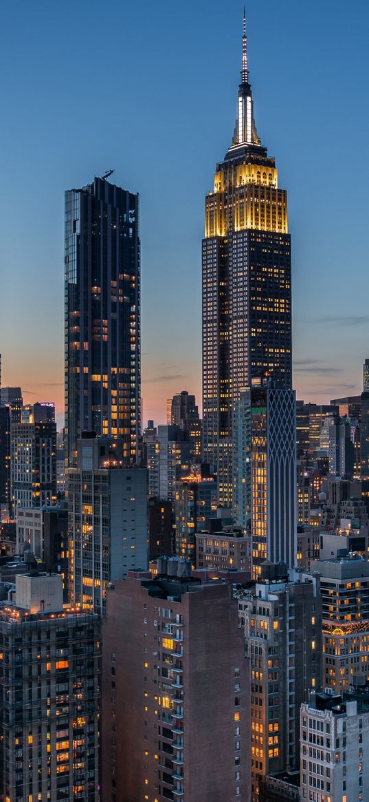 metropolis, city, skyscrapers, evening