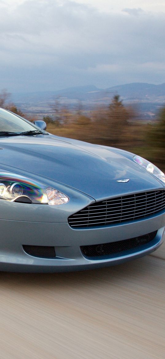 aston martin, db9, 2004, blue, front view, style, cars, nature