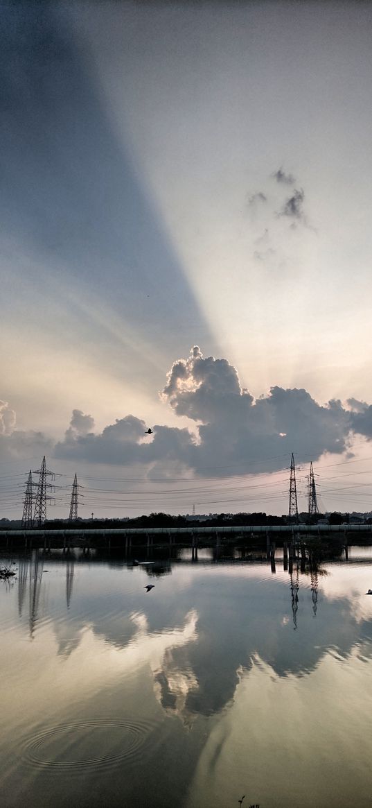 water, sunset, delhi, india