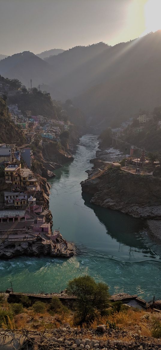 devprayag, uttrakhand, river, water, india, mountains