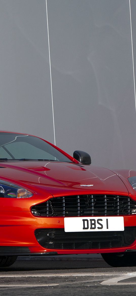 aston martin, dbs, 2011, red, front view, sports