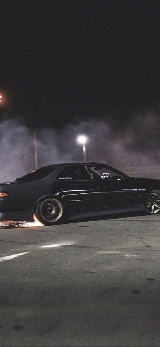 toyota, toyota mark ii, auto, black auto, drifting, jdm, motion, smoke