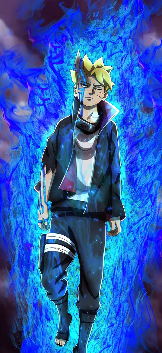 boruto, momoshiki, borushiki, naruto, anime, blue flames