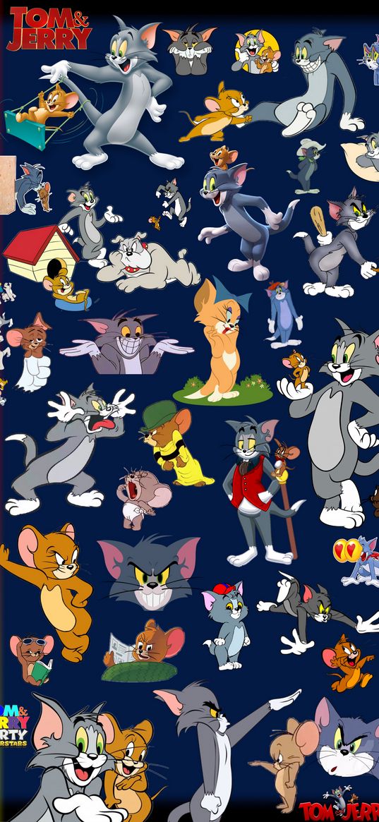 tom, jerry, tom and jerry, cat, mouse, cartoon, poster, blue background