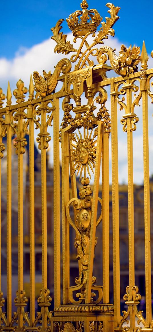 gate, architecture, pattern, crown, gold