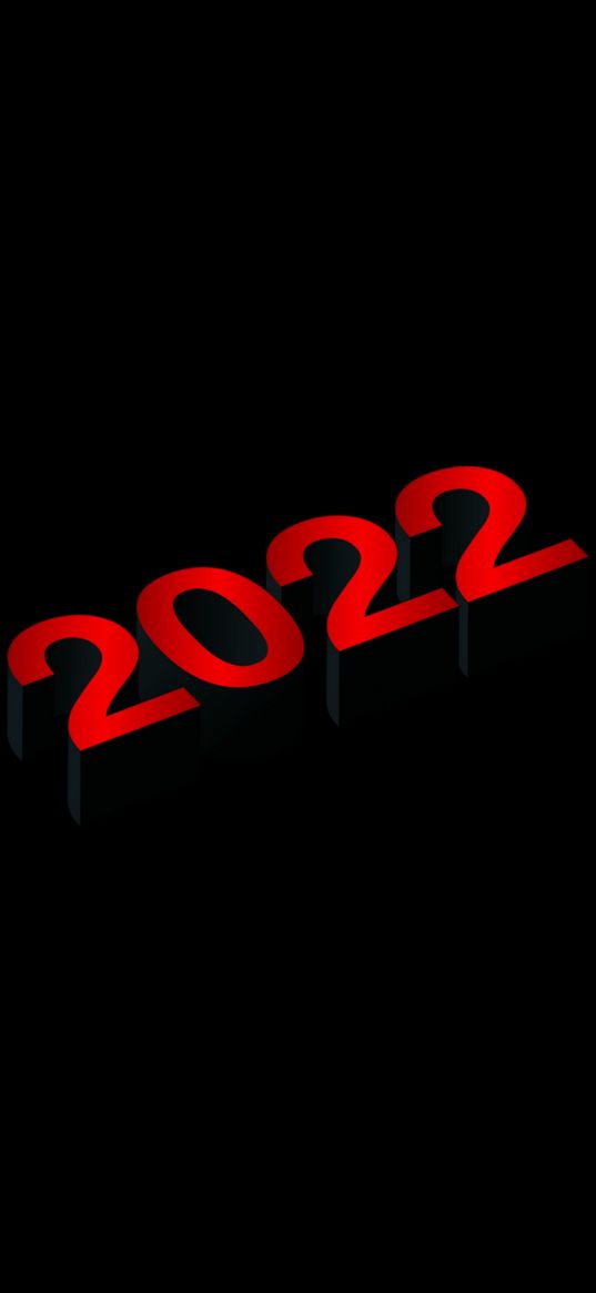 2022, numbers, year, red, black background, minimalism