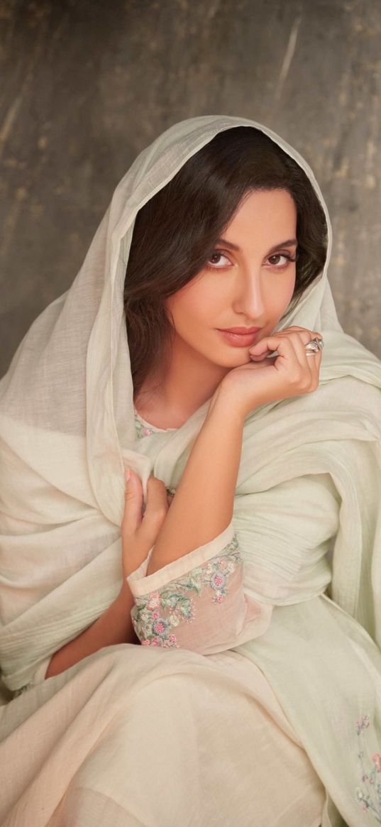 nora fatehi, actress, girl, beauty, headscarf, bollywood, indian cinema