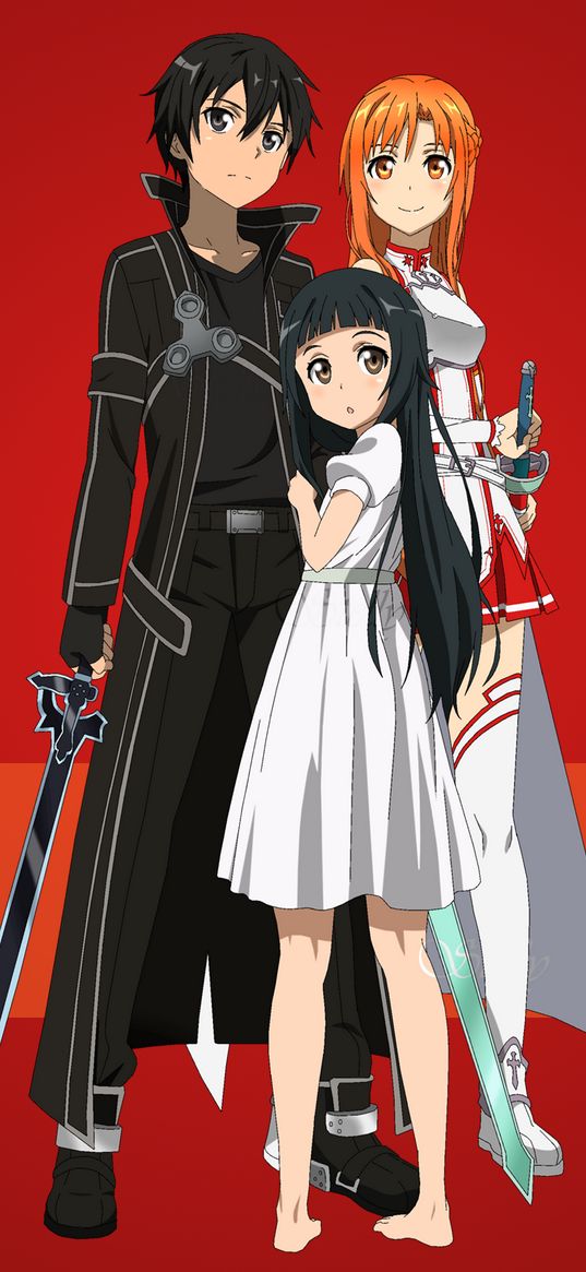 sword art online, sao, kirito, asuna, yui, аниме, постер