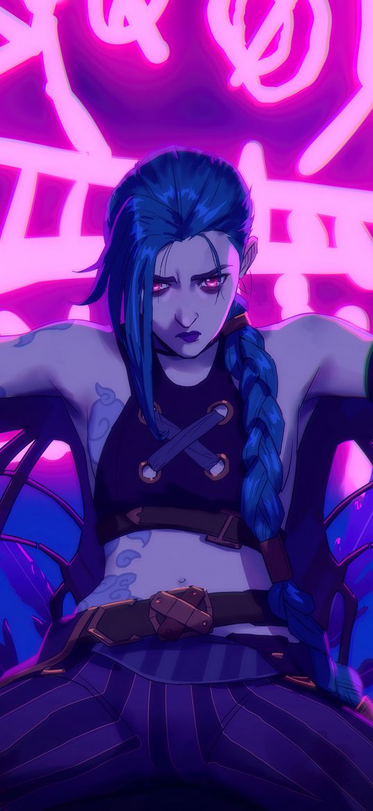 jinx, league of legends, girl, character, art