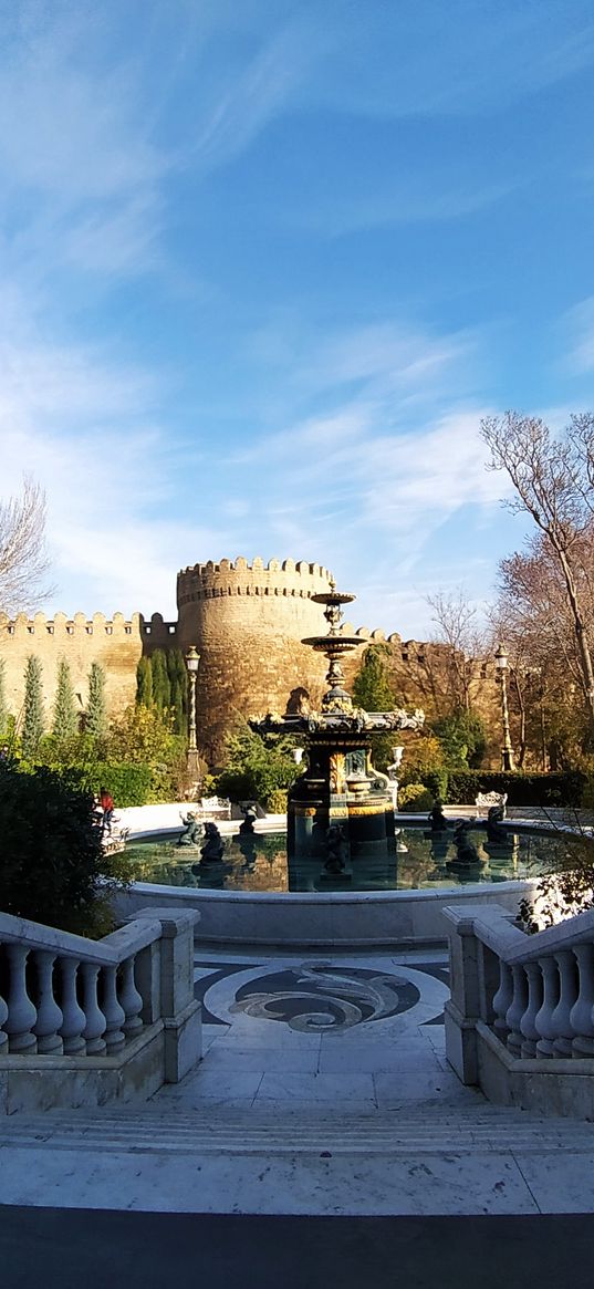 baku, azerbaijan, park, old city, fountain