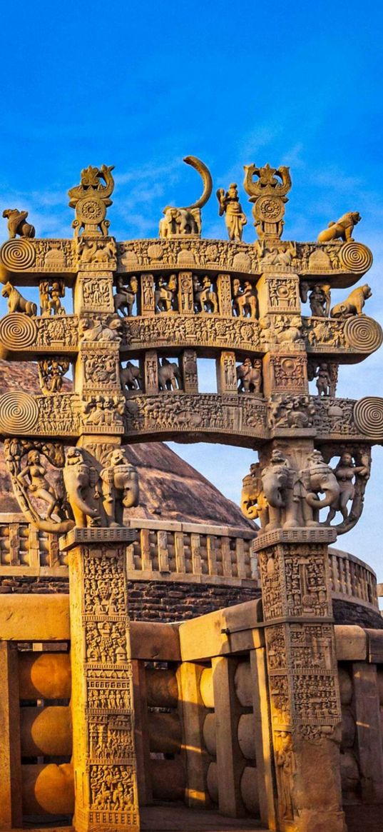 sanchi, monument, sculpture, india, culture