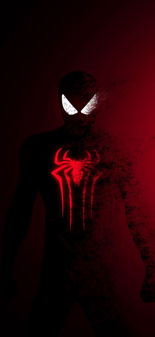 spider man, spider-man, superhero, marvel, comics, neon, red, dust, art