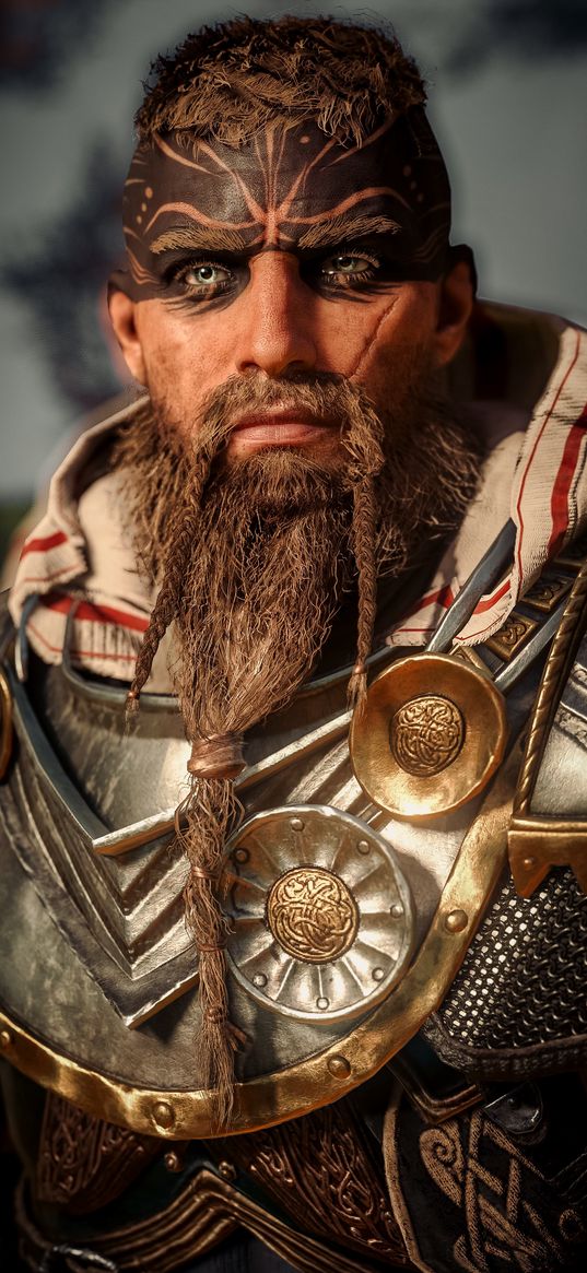 assassin creed, video game, viking, man, armor, beard