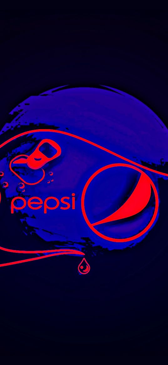 pepsi, logo, soda, neon, red, blue