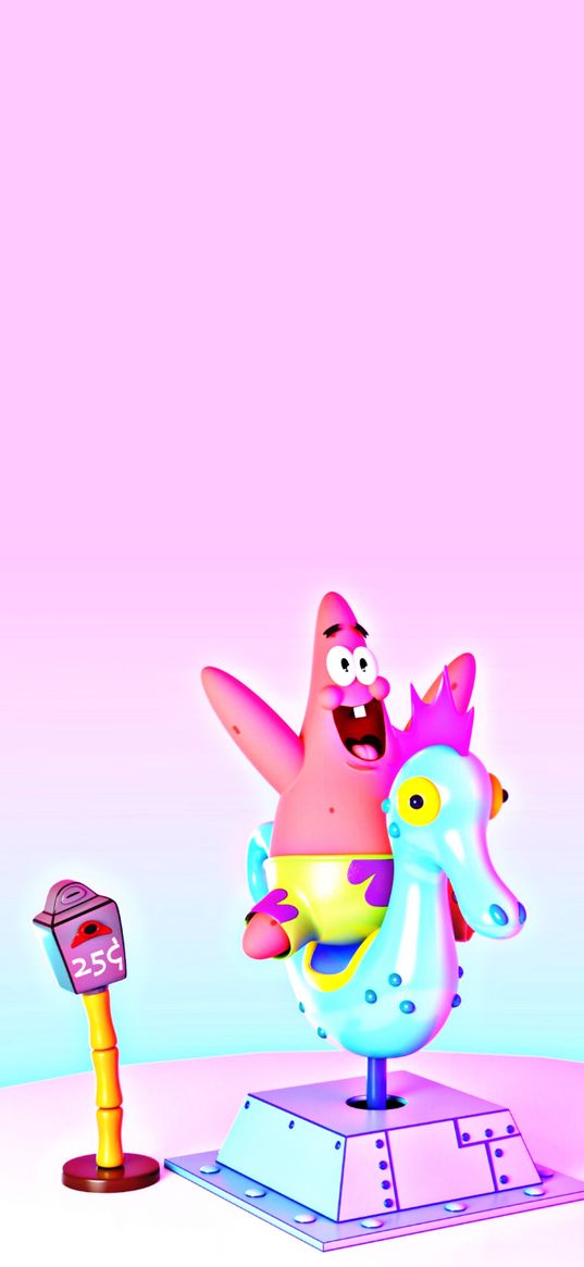 patrick, starfish, spongebob, carousel, joy, digital art