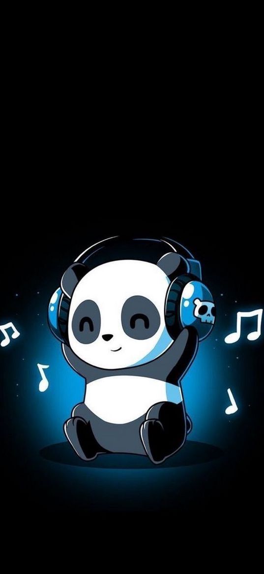 panda, headphones, honey, sheet music, music