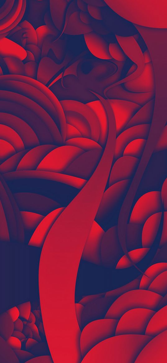 pattern, layer, petals, red, digital art, abstraction