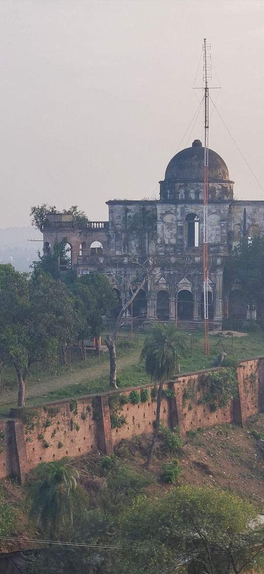 castle, building, vintage, fort, dusk, trees