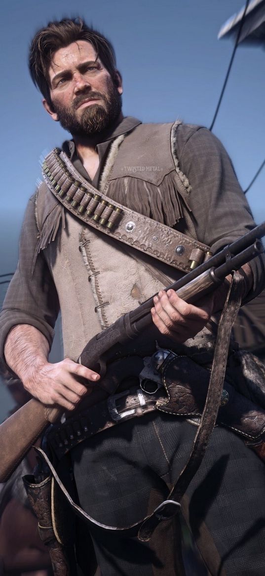 arthur morgan, red dead redemption 2, game, weapon